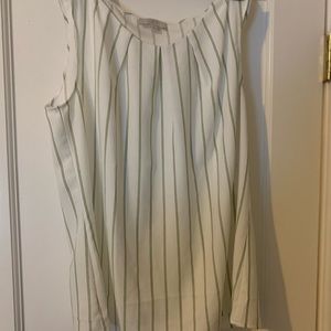 LOFT Blue+Yellow Striped Sleeveless Shirt